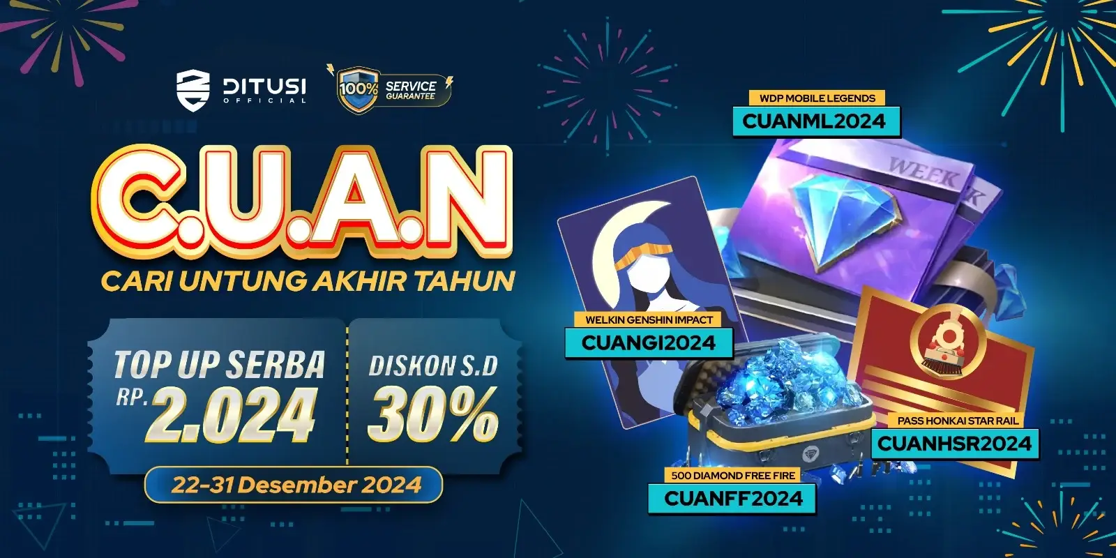 Promo Akhir Tahun Top Up Game Hemat Serba Rp 2.024