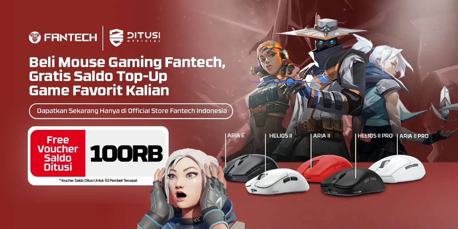 Beli Mouse Gaming Fantech, Dapat Saldo Top-Up Game Favorit Kalian!