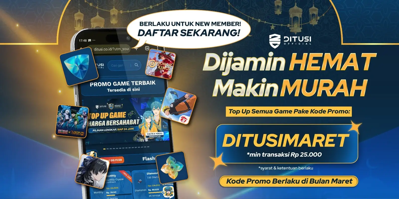 Di Jamin ‘’Makin Hemat & Murah’’ Top Up game pakai Kode promo DITUSIMARET